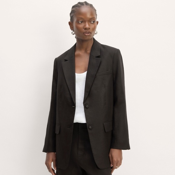 NWT Everlane Oversized Black Linen Blend Blazer Size 16 - Picture 1 of 16